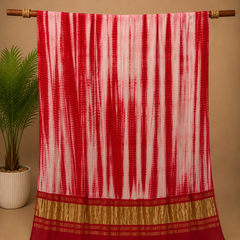 Desi Butik Women’s Gaji Silk Red Tie Dye Dupatta DB2267