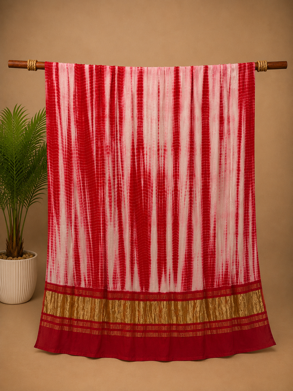 Desi Butik Women’s Gaji Silk Red Tie Dye Dupatta DB2267