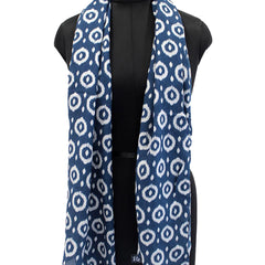 Splendid Blue Printed Muslin Casual Scarves/Stoles for Women SC3