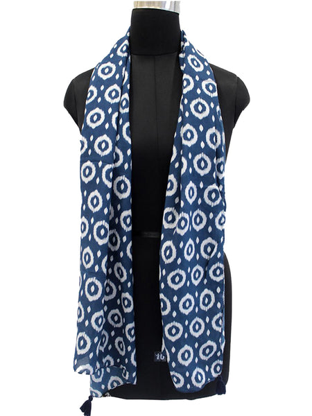 Splendid Blue Printed Muslin Casual Scarves/Stoles for Women SC3