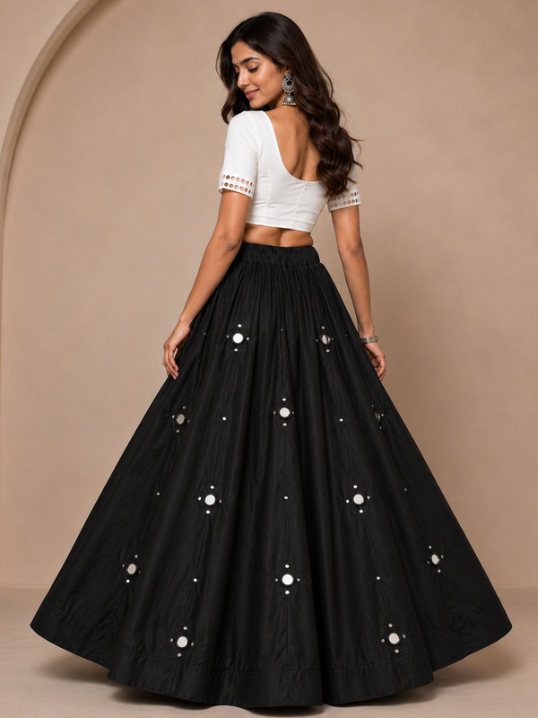 Women's  Mirror Work Navratri Lehenga Chaniya