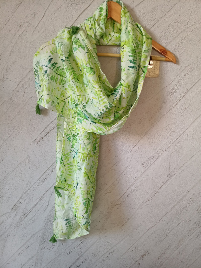 Elegant Green Printed Muslin Everyday Scarves/Stoles for Women SC40