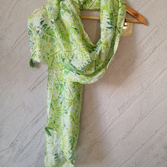 Elegant Green Printed Muslin Everyday Scarves/Stoles for Women SC40