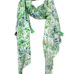 Elegant Green Printed Muslin Everyday Scarves/Stoles for Women SC40