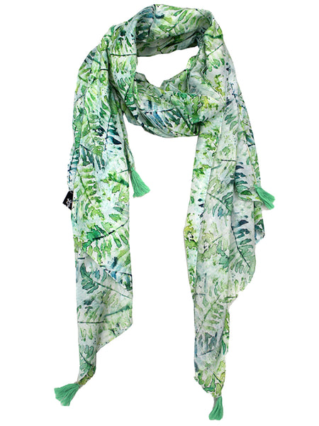 Elegant Green Printed Muslin Everyday Scarves/Stoles for Women SC40