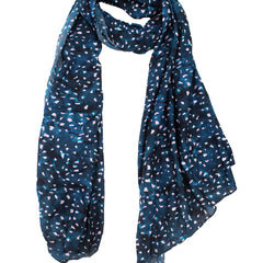 Beautiful Rama Blue Printed Muslin Casual Scarves/Stoles for Women SC42
