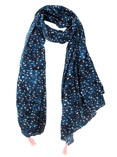 Beautiful Rama Blue Printed Muslin Casual Scarves/Stoles for Women SC42