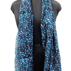 Beautiful Rama Blue Printed Muslin Casual Scarves/Stoles for Women SC42
