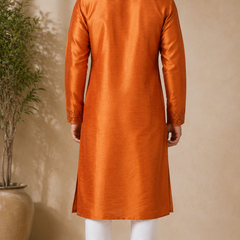 DESI BUTIK Men's Brown Embroidered Kurta Set
