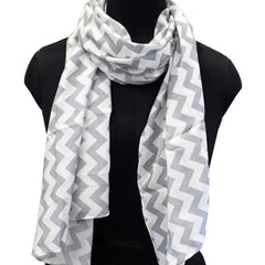 Classy Grey Printed Muslin Designer Scarves/Stoles for Women SC44