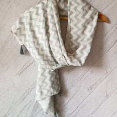 Classy Grey Printed Muslin Designer Scarves/Stoles for Women SC44