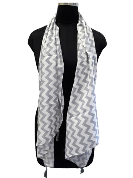 Classy Grey Printed Muslin Designer Scarves/Stoles for Women SC44