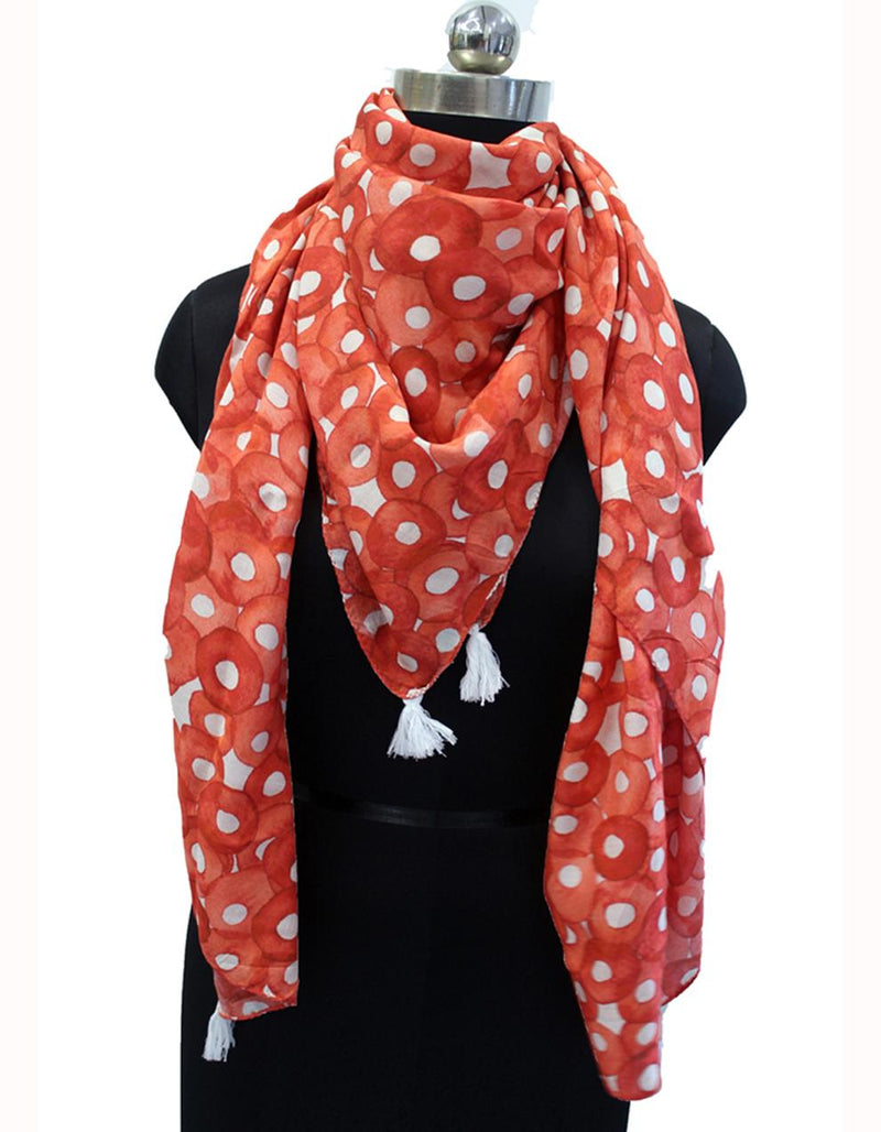 Splendid Orange Printed Muslin Everyday Scarves/Stoles for Women SC46