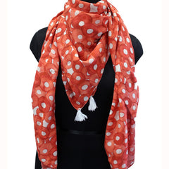 Splendid Orange Printed Muslin Everyday Scarves/Stoles for Women SC46
