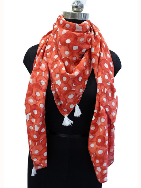 Splendid Orange Printed Muslin Everyday Scarves/Stoles for Women SC46