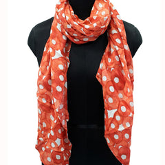 Splendid Orange Printed Muslin Everyday Scarves/Stoles for Women SC46