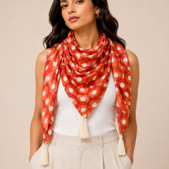 Splendid Orange Printed Muslin Everyday Scarves/Stoles for Women SC46