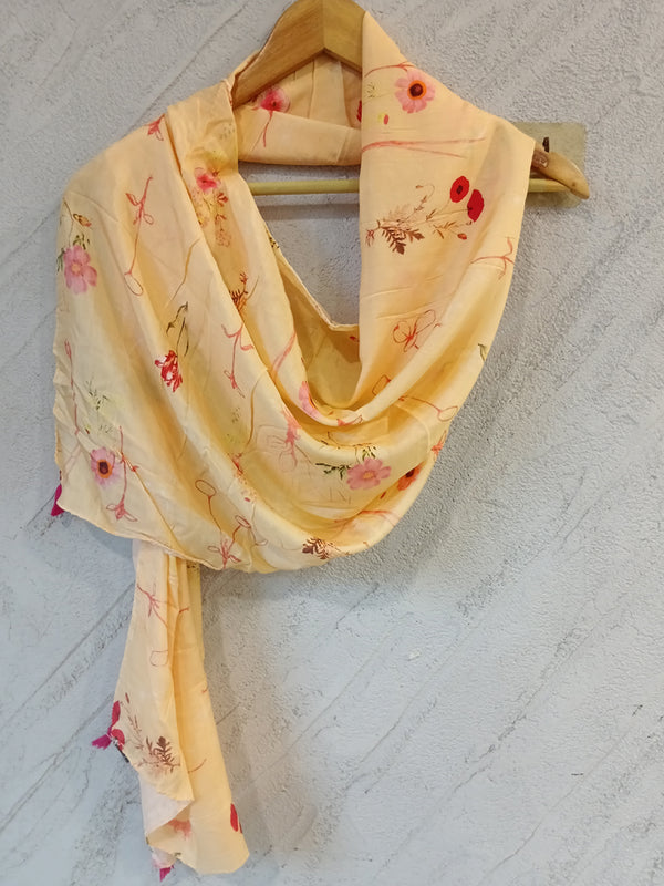 Pleasing Beige Printed Muslin Everyday Stylish Scarves/Stoles for Women SC4