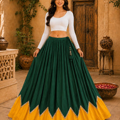 Cotton Silk Lace Work Navratri Lehenga
