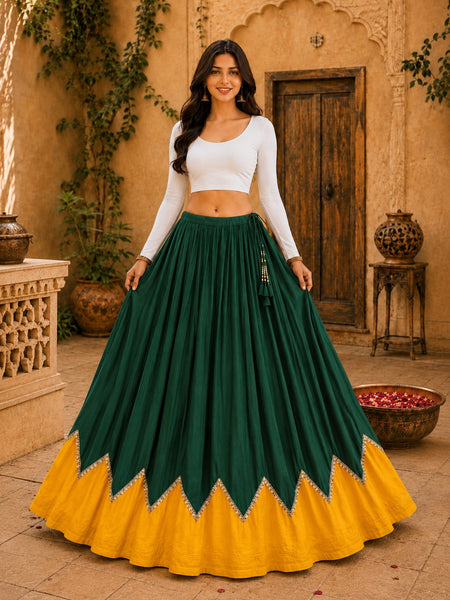 Cotton Silk Lace Work Navratri Lehenga