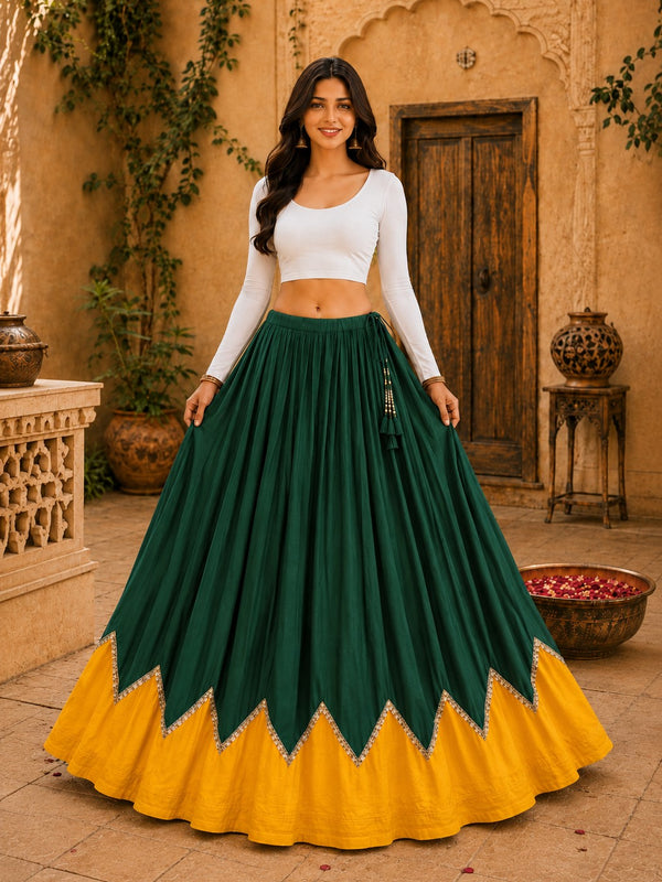 Cotton Silk Lace Work Navratri Lehenga