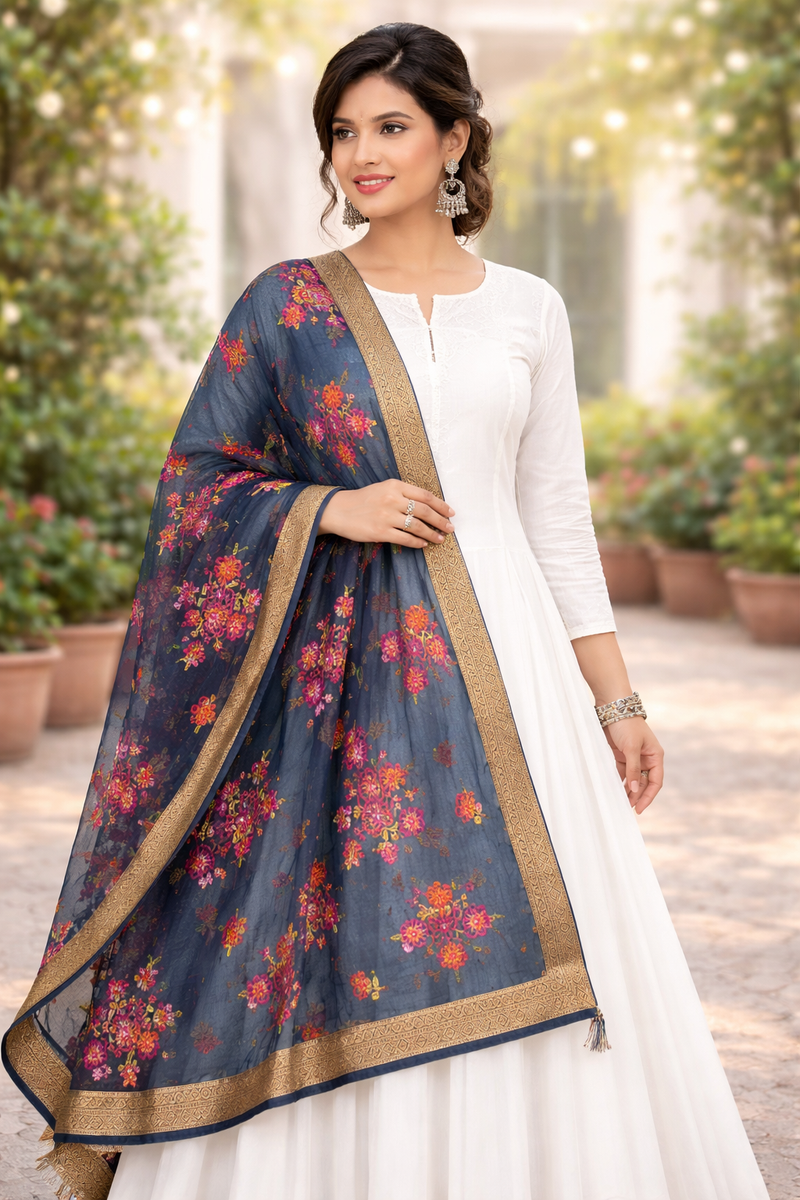 Desi Butik 's Floral Embroidered Dupatta DB2250