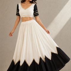 Cotton Silk Lace Work Navratri Lehenga