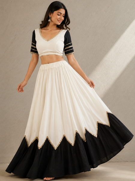 Cotton Silk Lace Work Navratri Lehenga
