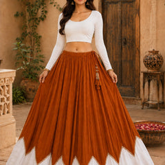 Cotton Silk Lace Work Navratri Lehenga