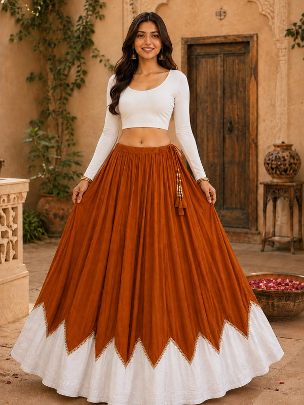 Cotton Silk Lace Work Navratri Lehenga