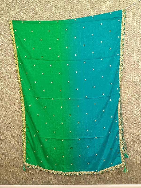DESI BUTIK Pink & Orange Ombre Embellished Dupatta DB2249