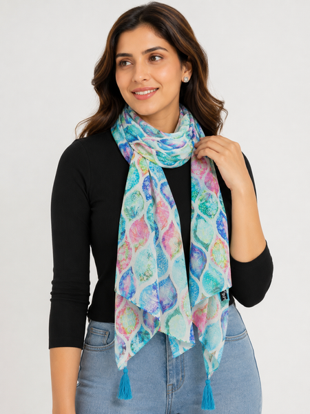 Classy Multicolor Printed Muslin Designer Scarves/Stoles for Women SC50
