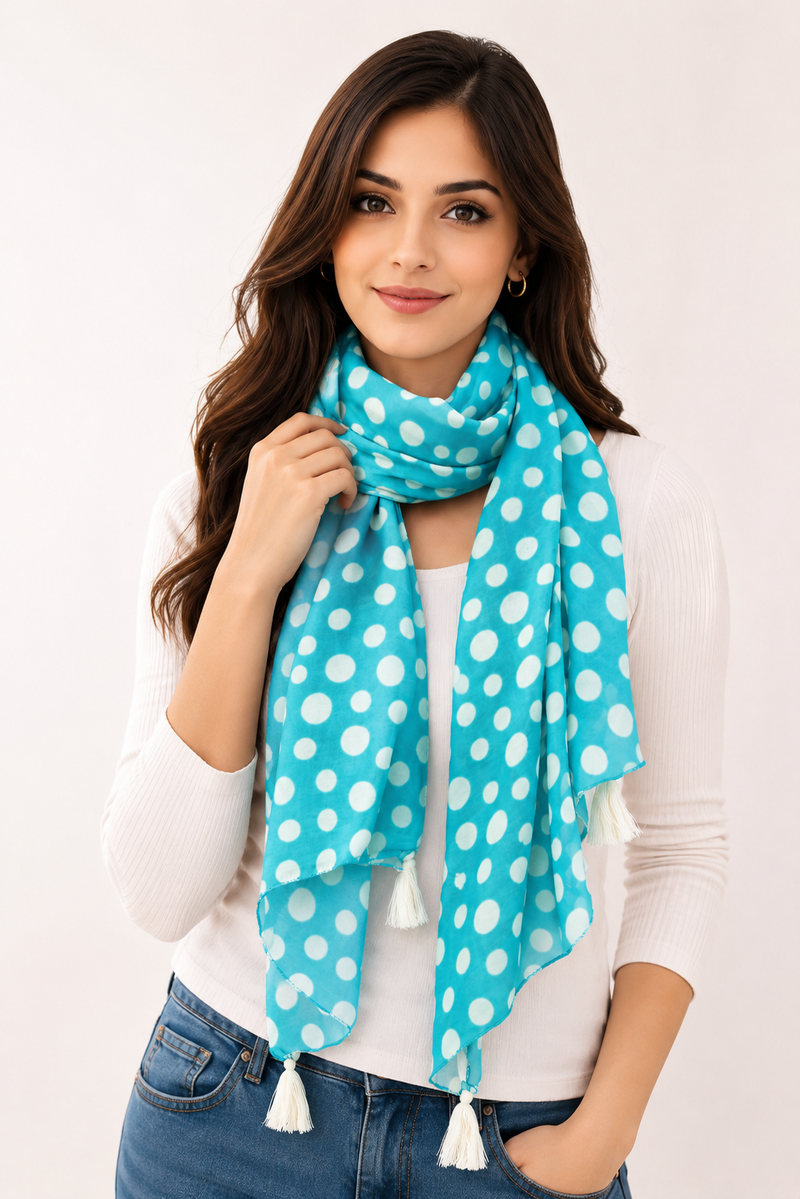 Splendid Blue Printed Muslin Lightweight Scarves/Stoles for Women SC52