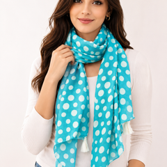 Splendid Blue Printed Muslin Lightweight Scarves/Stoles for Women SC52