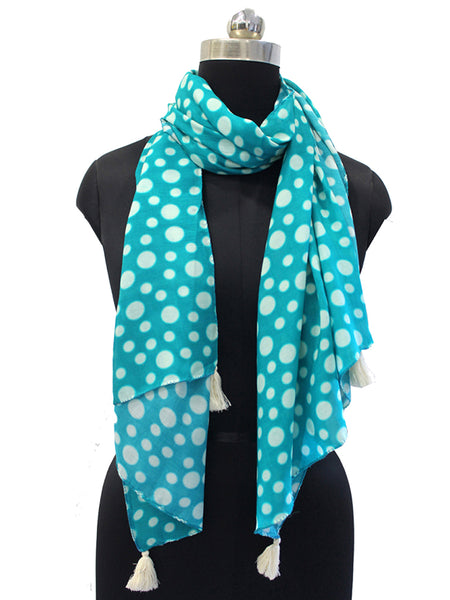 Splendid Blue Printed Muslin Lightweight Scarves/Stoles for Women SC52
