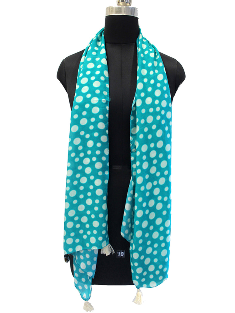 Splendid Blue Printed Muslin Lightweight Scarves/Stoles for Women SC52