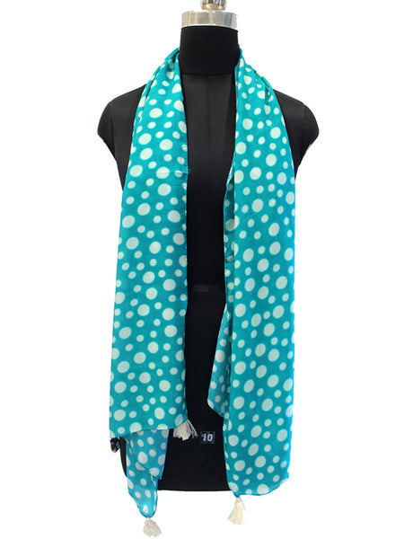 Splendid Blue Printed Muslin Lightweight Scarves/Stoles for Women SC52