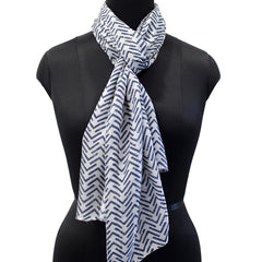 Stunning Navy Blue Printed Muslin Casual Scarves/Stoles for Women SC55