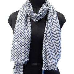 Stunning Navy Blue Printed Muslin Casual Scarves/Stoles for Women SC55