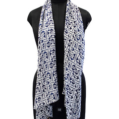 Alluring Navy Blue Printed Muslin Regular Wear Scarves/Stoles for Women SC58