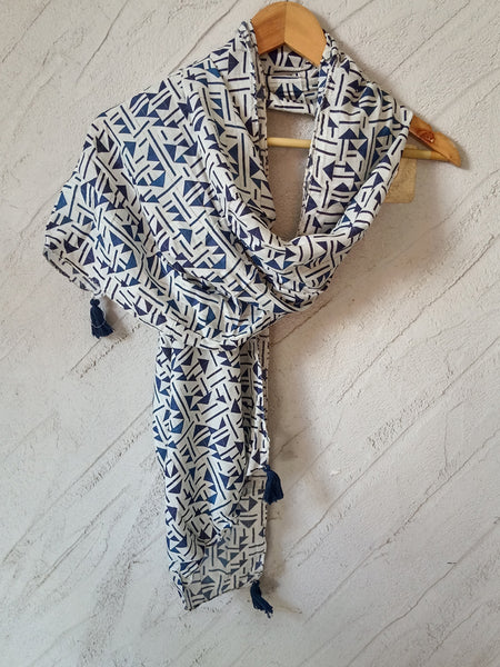 Alluring Navy Blue Printed Muslin Regular Wear Scarves/Stoles for Women SC58