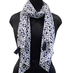 Alluring Navy Blue Printed Muslin Regular Wear Scarves/Stoles for Women SC58