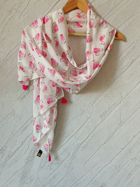 Beautiful Multicolor Printed Muslin Everyday Scarves/Stoles for Women SC59