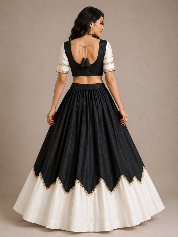 Cotton Silk Lace Work Navratri Lehenga