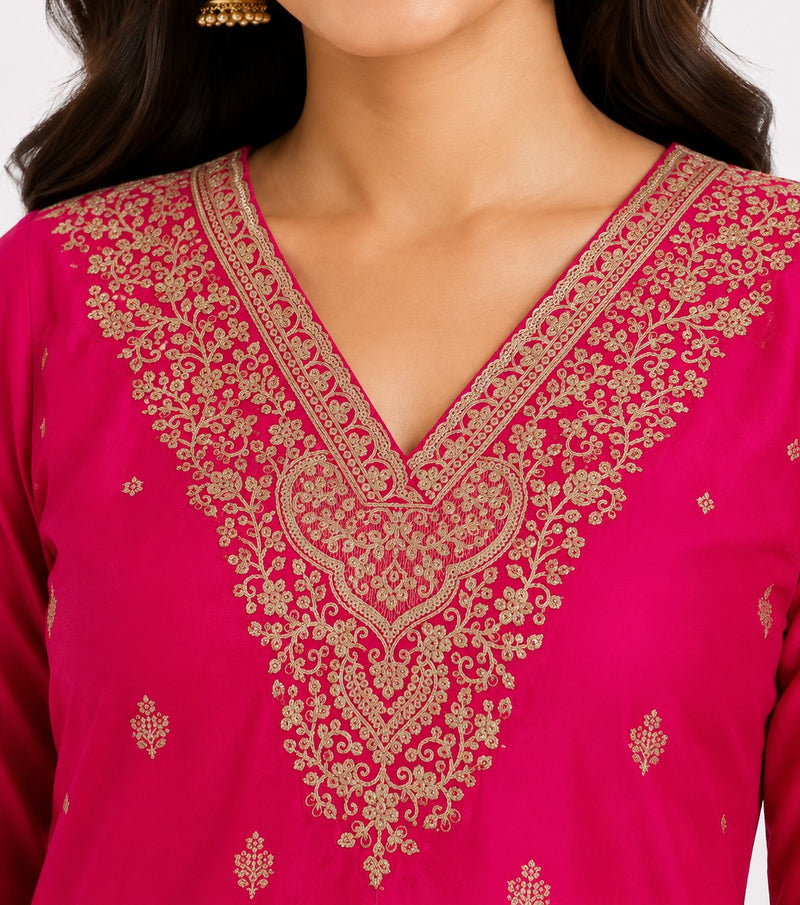 Women's Festive Embroidered Kurta Set with Dupatta