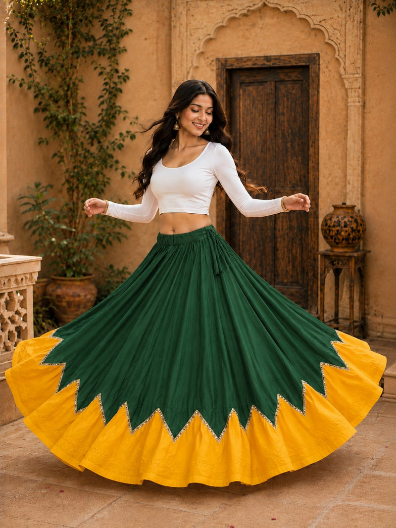 Cotton Silk Lace Work Navratri Lehenga