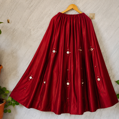 Cotton Silk RED Stitched Lehenga  for Navratri DBL5048