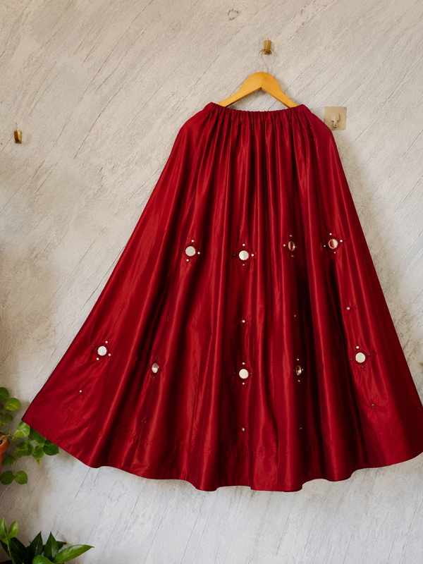 Cotton Silk RED Stitched Lehenga  for Navratri DBL5048