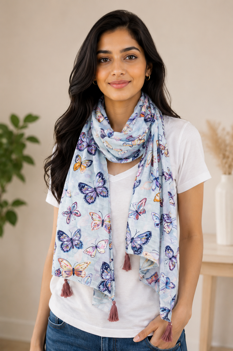 Appealing Multicolor Printed Muslin Daily Wear Scarves/Stoles for Women SC60