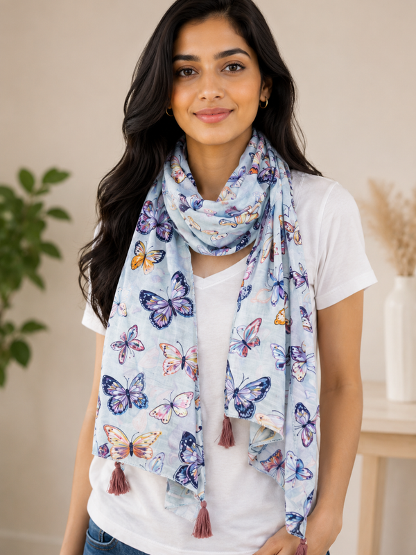 Appealing Multicolor Printed Muslin Daily Wear Scarves/Stoles for Women SC60